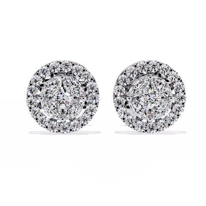 10K White Gold Lab Grown Diamond Halo Earrings 1.50 ctw DAE-149