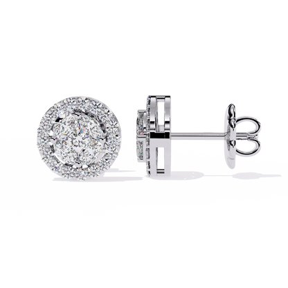 10K White Gold Lab Grown Diamond Halo Earrings 1.50 ctw DAE-149