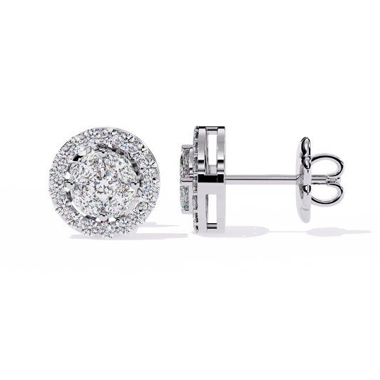 18K White Gold Lab Grown Diamond Halo Earrings 1.50 ctw DAE-149