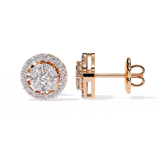 10K Rose Gold Lab Grown Diamond Halo Earrings 1.50 ctw DAE-149
