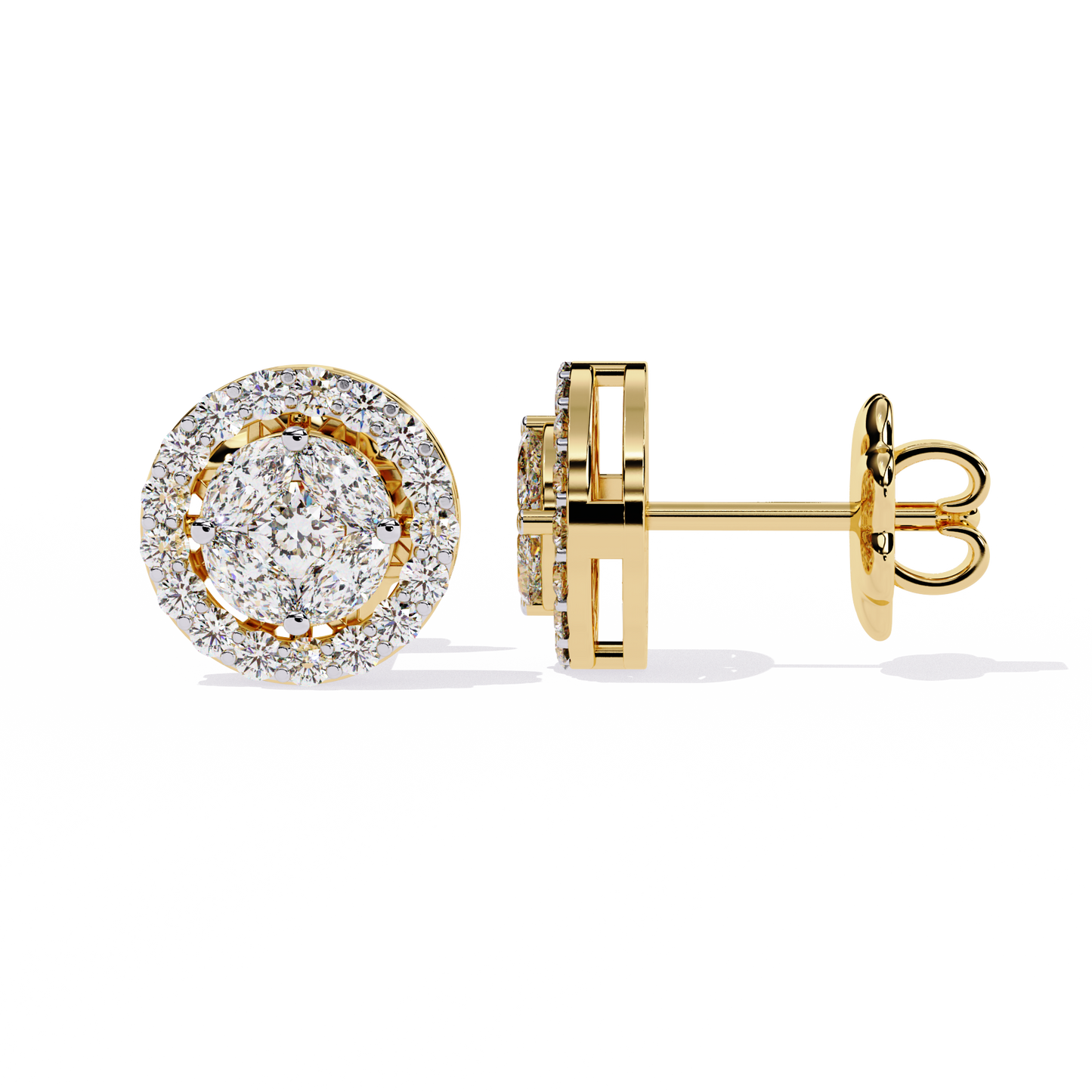 10K Yellow Gold Lab Grown Diamond Halo Earrings 1.50 ctw DAE-149