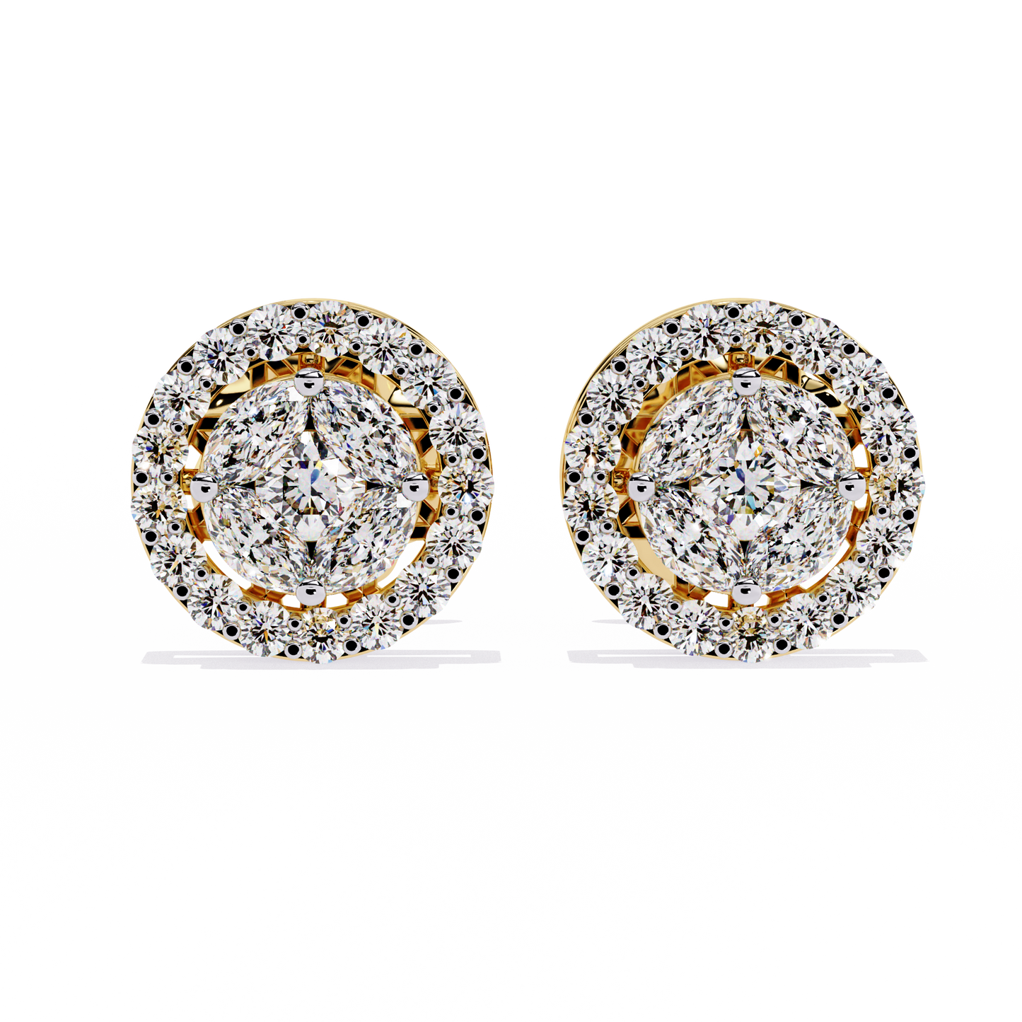 10K Yellow Gold Lab Grown Diamond Halo Earrings 1.50 ctw DAE-149