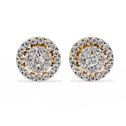 10K Yellow Gold Lab Grown Diamond Halo Earrings 1.50 ctw DAE-149