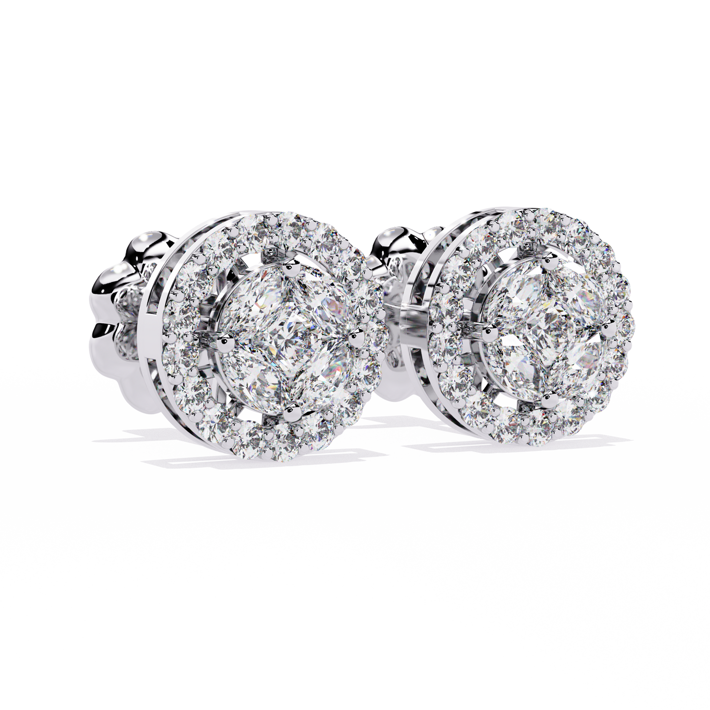 10K White Gold Lab Grown Diamond Halo Earrings 1.50 ctw DAE-149