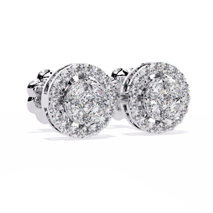 10K White Gold Lab Grown Diamond Halo Earrings 1.50 ctw DAE-149