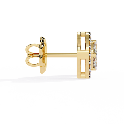 10K Yellow Gold Lab Grown Diamond Halo Earrings 1.50 ctw DAE-149