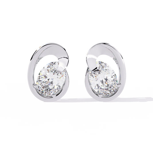 18K White Gold Lab Grown Diamond Solitaire Stud Earrings 1.30 ctw DAE-138