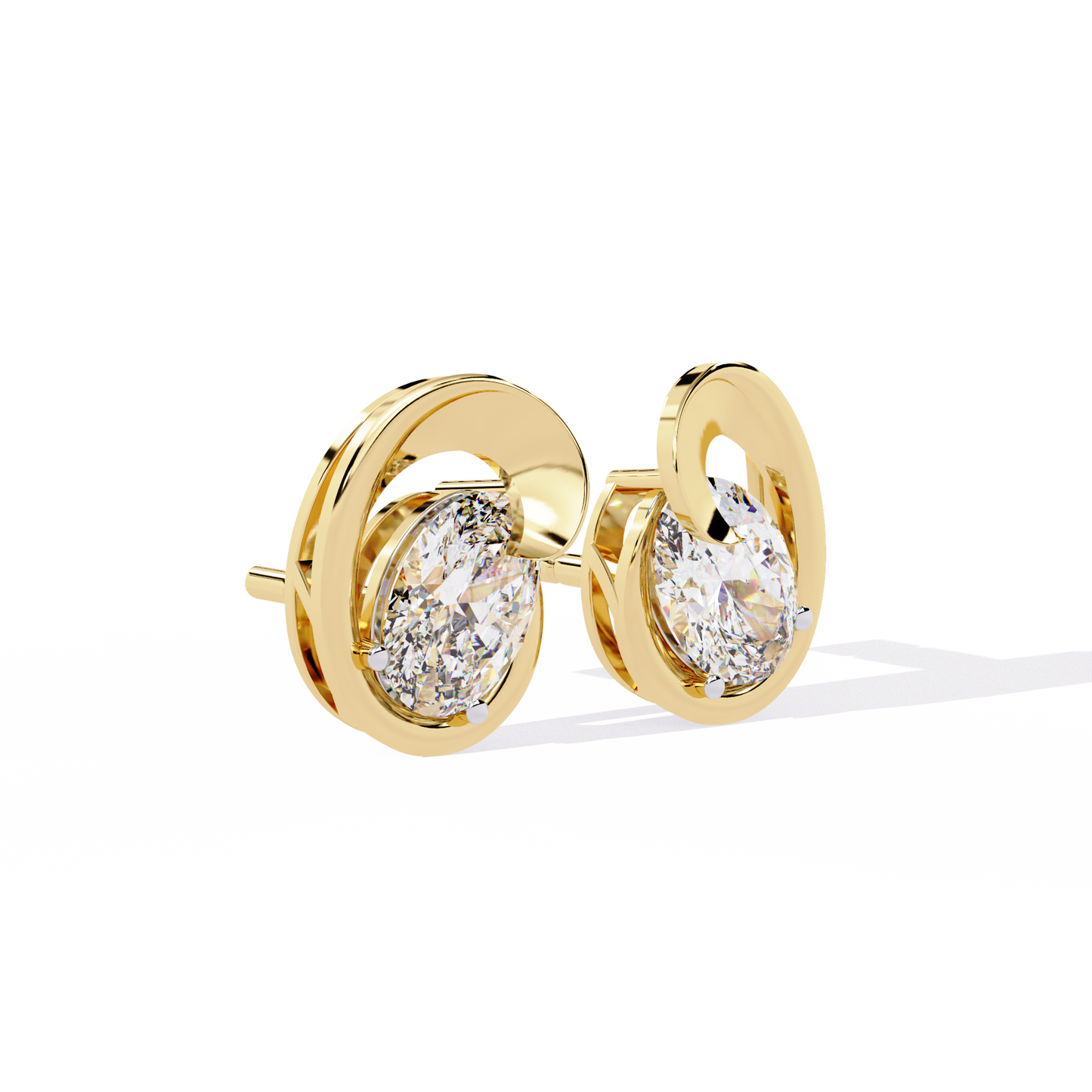 18K Yellow Gold Lab Grown Diamond Solitaire Stud Earrings 1.30 ctw DAE-138