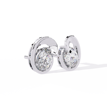 14K White Gold Lab Grown Diamond Solitaire Stud Earrings 1.30 ctw DAE-138