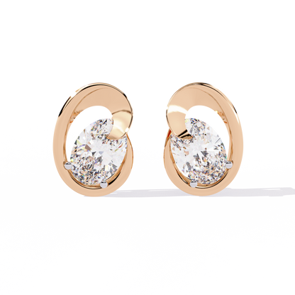 10K Rose Gold Lab Grown Diamond Solitaire Stud Earrings 1.30 ctw DAE-138
