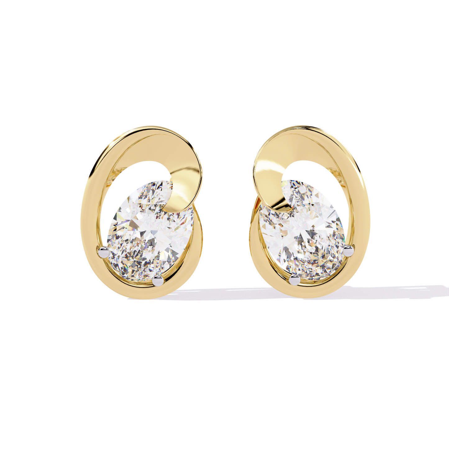 18K Yellow Gold Lab Grown Diamond Solitaire Stud Earrings 1.30 ctw DAE-138