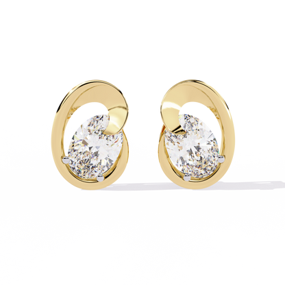 18K Yellow Gold Lab Grown Diamond Solitaire Stud Earrings 1.30 ctw DAE-138