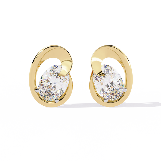18K Yellow Gold Lab Grown Diamond Solitaire Stud Earrings 1.30 ctw DAE-138
