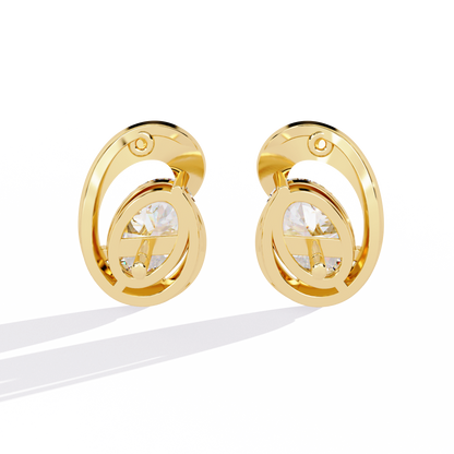 18K Yellow Gold Lab Grown Diamond Solitaire Stud Earrings 1.30 ctw DAE-138