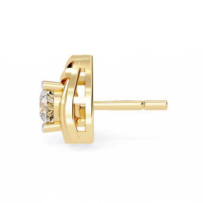 18K Yellow Gold Lab Grown Diamond Solitaire Stud Earrings 0.64 ctw DAE-137