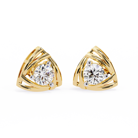 18K Yellow Gold Lab Grown Diamond Solitaire Stud Earrings 0.64 ctw DAE-137