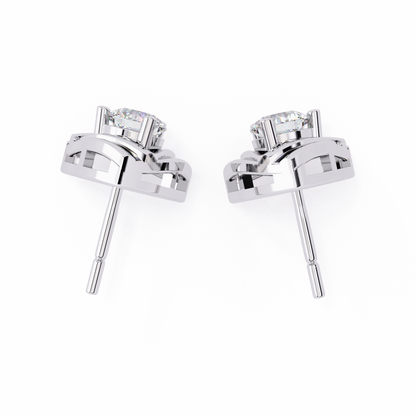 18K White Gold Lab Grown Diamond Solitaire Stud Earrings 0.64 ctw DAE-137