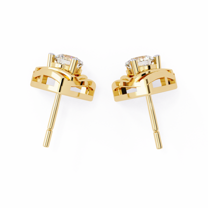 18K Yellow Gold Lab Grown Diamond Solitaire Stud Earrings 0.64 ctw DAE-137