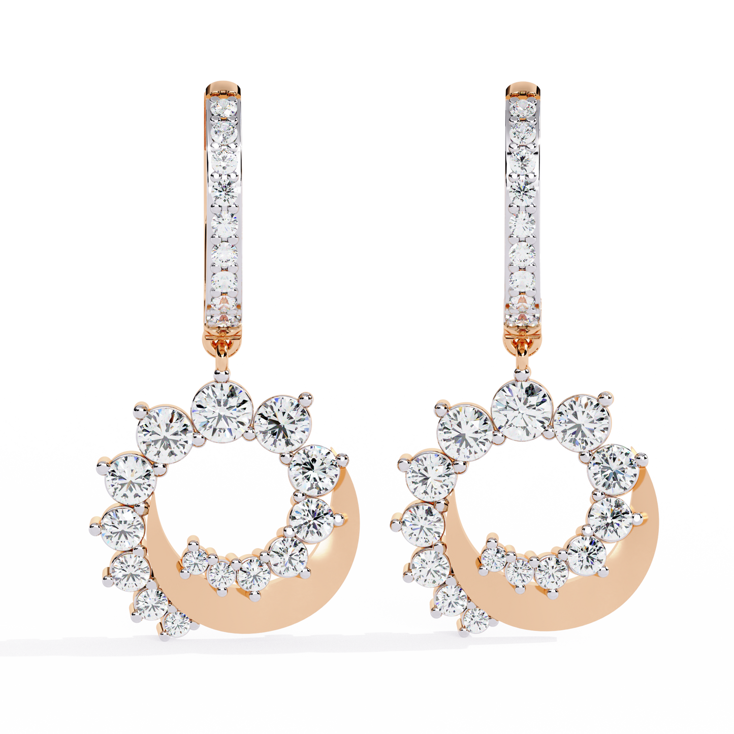 10K Rose Gold Lab Grown Diamond Hoop Drop Earrings 1.00 ctw DAE-151