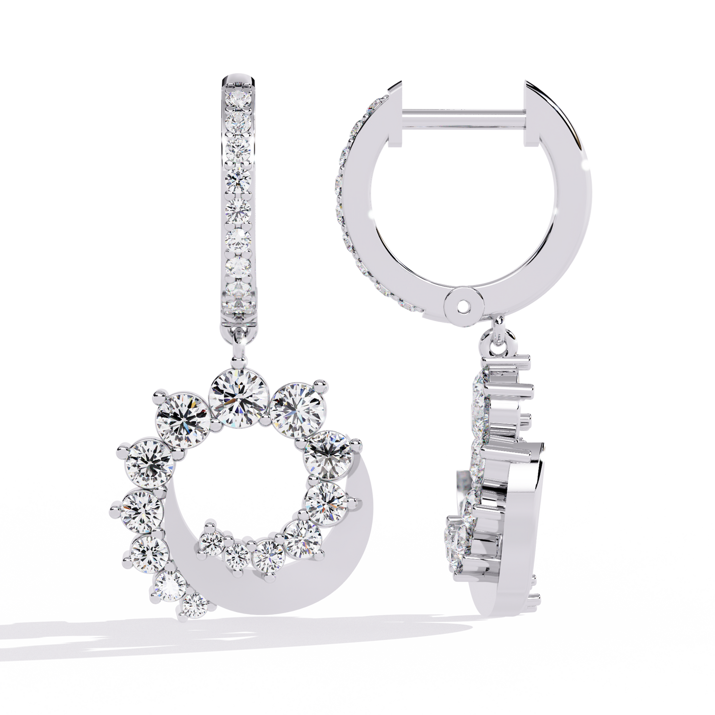 10K White Gold Lab Grown Diamond Hoop Drop Earrings 1.00 ctw DAE-151