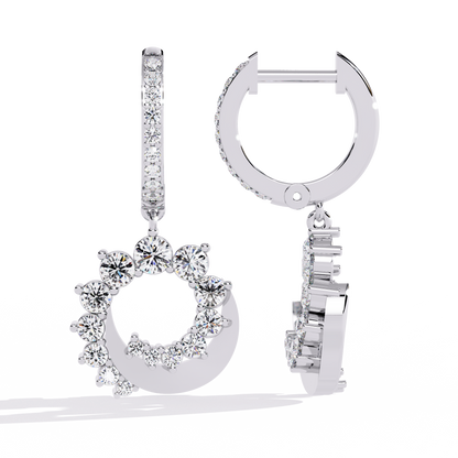 10K White Gold Lab Grown Diamond Hoop Drop Earrings 1.00 ctw DAE-151