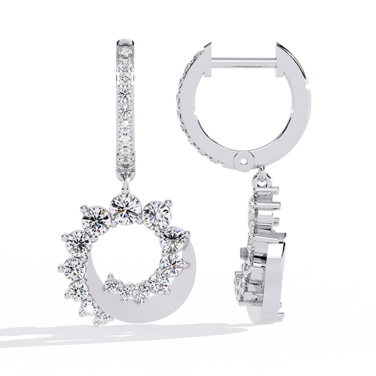 18K White Gold Lab Grown Diamond Hoop Drop Earrings 1.00 ctw DAE-151