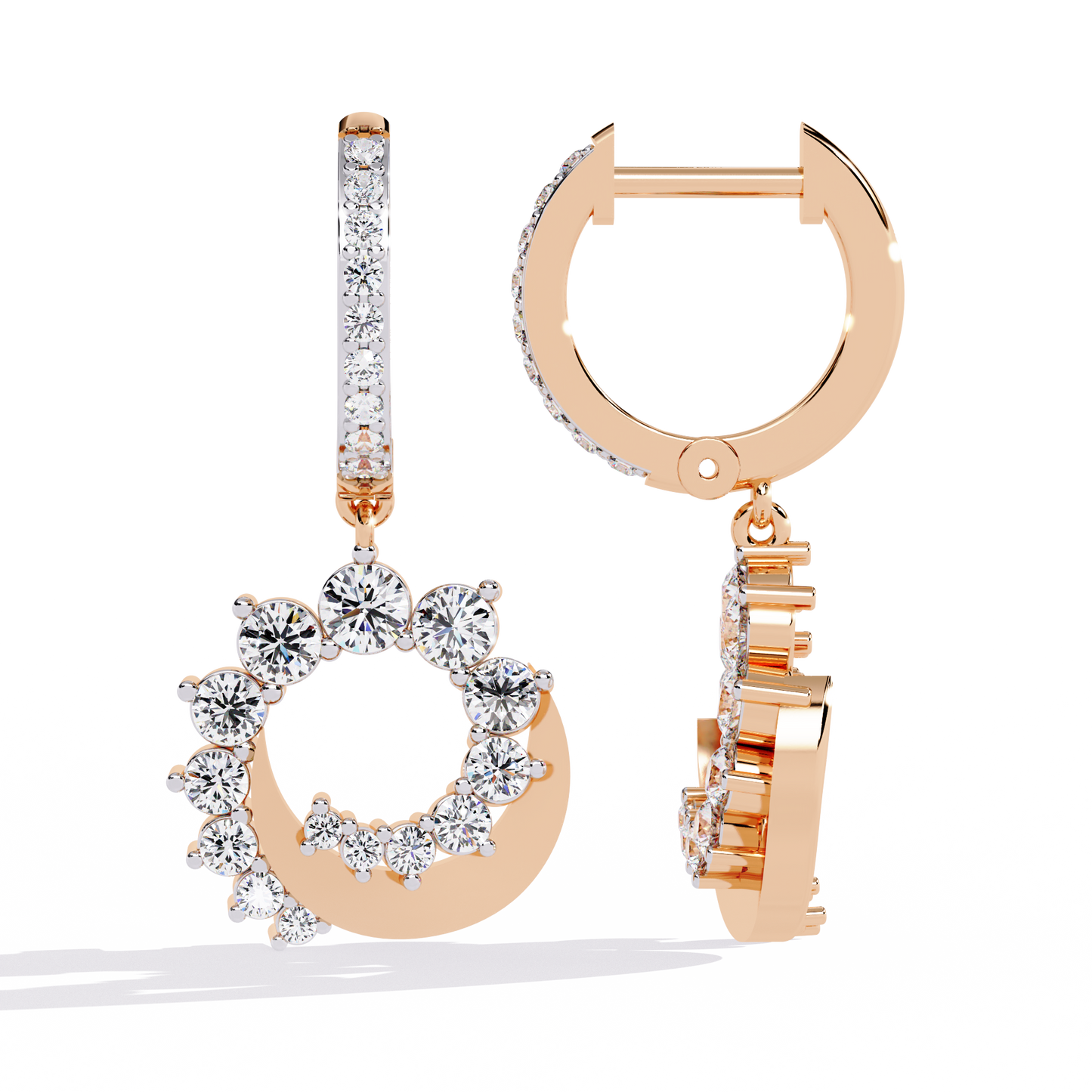 10K Rose Gold Lab Grown Diamond Hoop Drop Earrings 1.00 ctw DAE-151