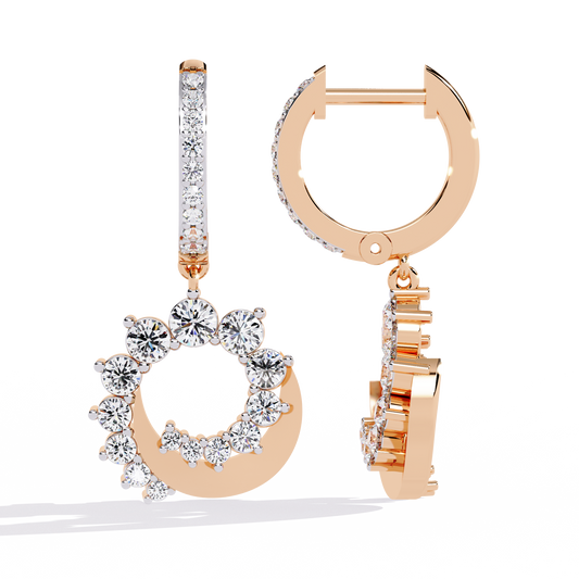 10K Rose Gold Lab Grown Diamond Hoop Drop Earrings 1.00 ctw DAE-151