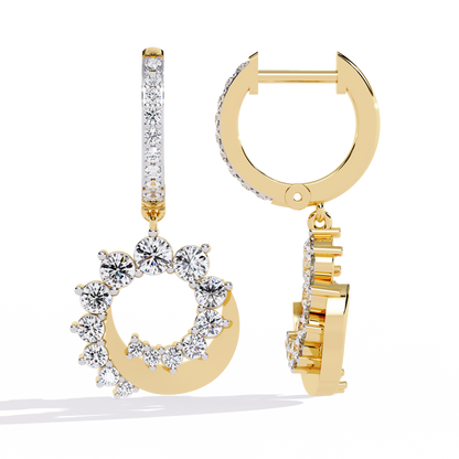10K Yellow Gold Lab Grown Diamond Hoop Drop Earrings 1.00 ctw DAE-151
