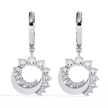10K White Gold Lab Grown Diamond Hoop Drop Earrings 1.00 ctw DAE-151
