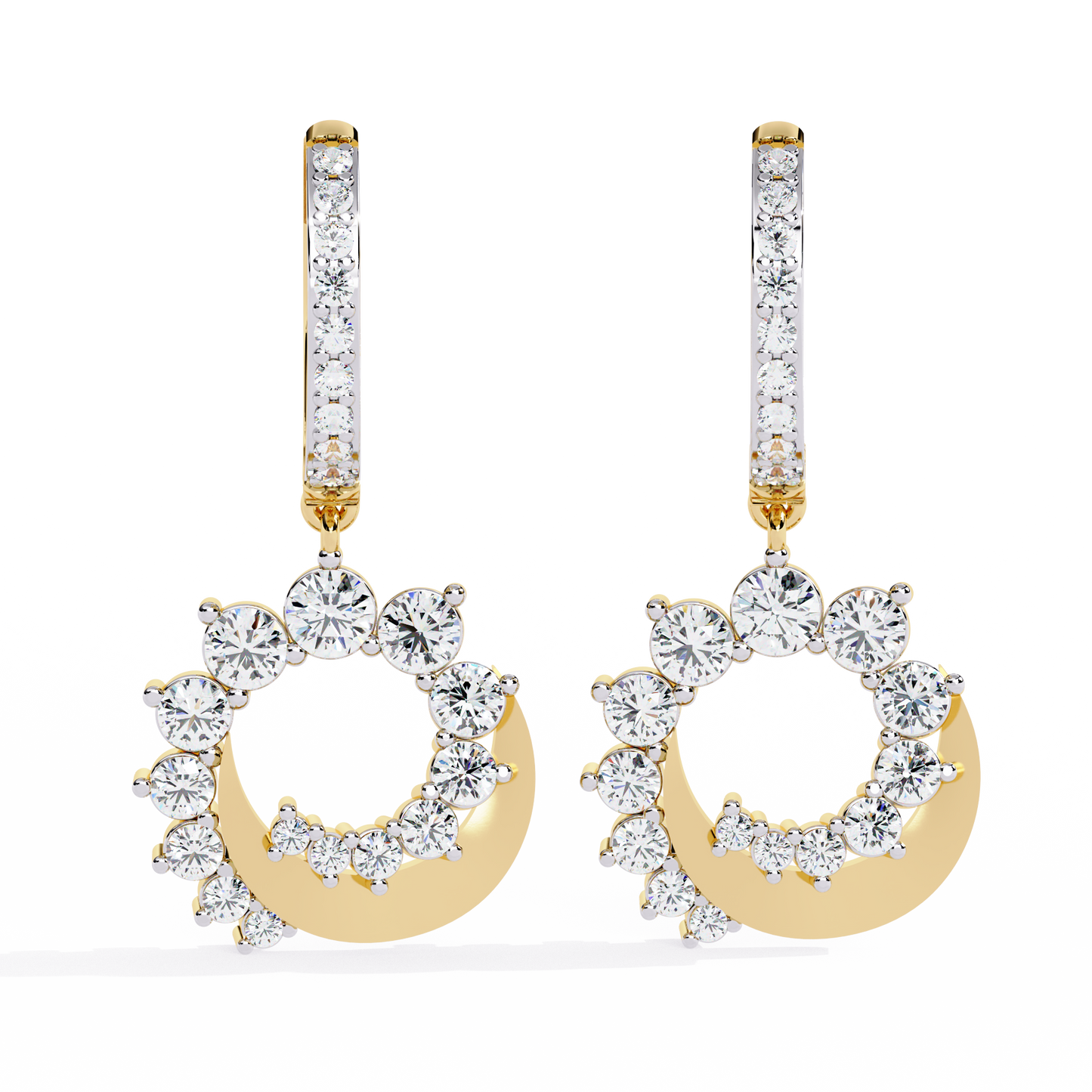 10K Yellow Gold Lab Grown Diamond Hoop Drop Earrings 1.00 ctw DAE-151