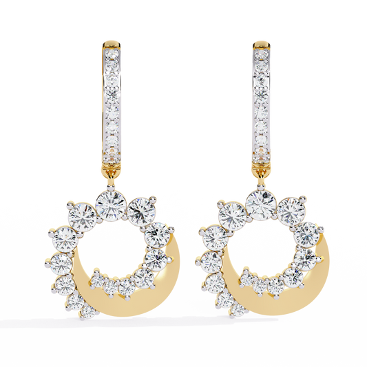 18K Yellow Gold Lab Grown Diamond Hoop Drop Earrings 1.00 ctw DAE-151