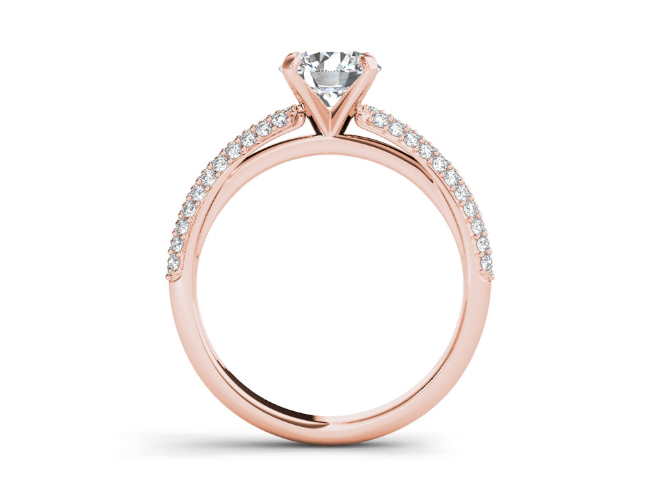 Round Solitaire with Accent White Lab Grown Diamond 14KT Yellow Gold Ring