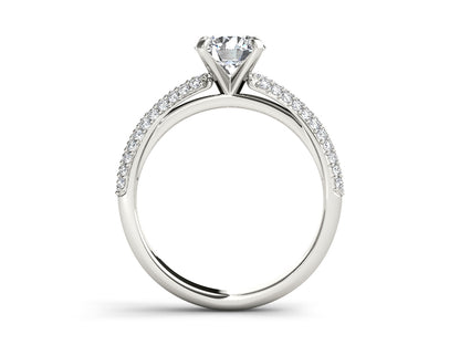 Round Solitaire with Accent White Lab Grown Diamond 14KT Yellow Gold Ring