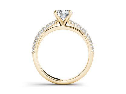 Round Solitaire with Accent White Lab Grown Diamond 14KT Yellow Gold Ring