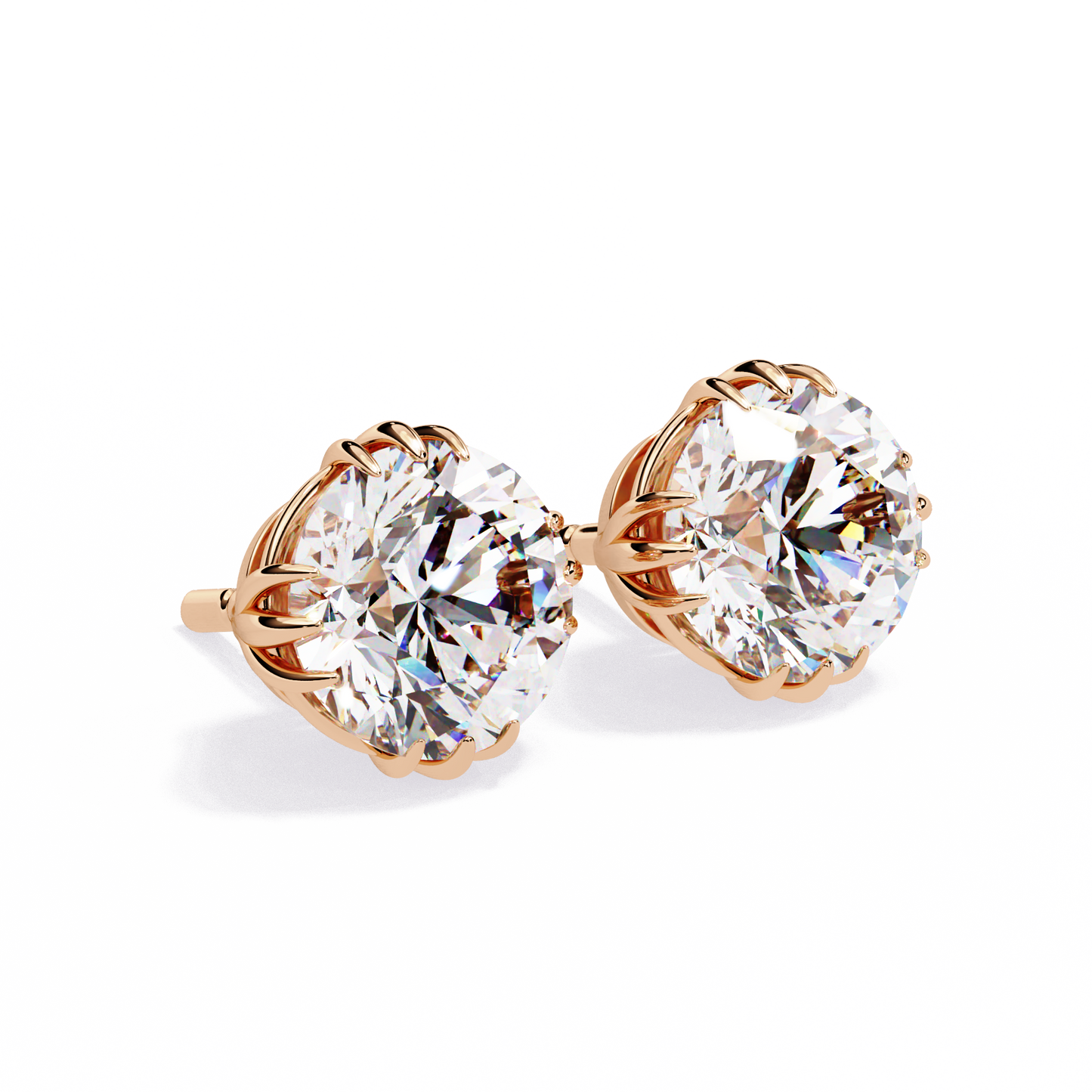 10K Rose Gold Lab Grown Diamond Solitaire Stud Earrings 2.80 ctw DAE-123