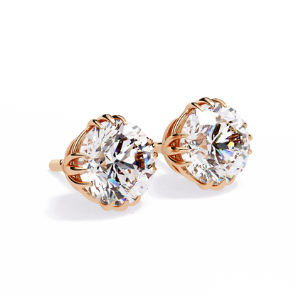 10K Rose Gold Lab Grown Diamond Solitaire Stud Earrings 2.80 ctw DAE-123