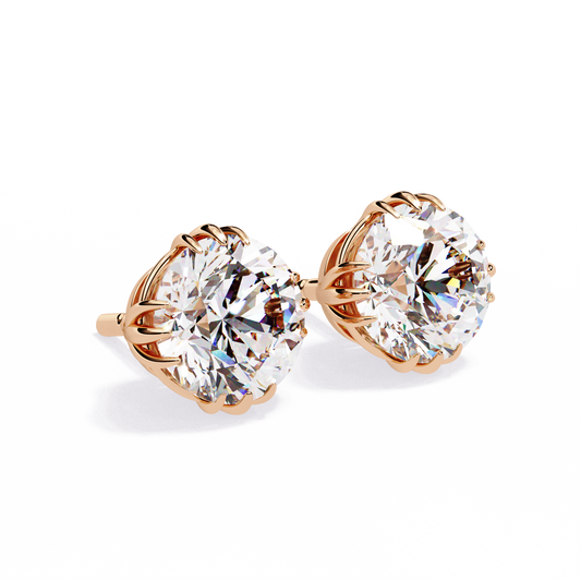 18K Rose Gold Lab Grown Diamond Solitaire Stud Earrings 2.80 ctw DAE-123
