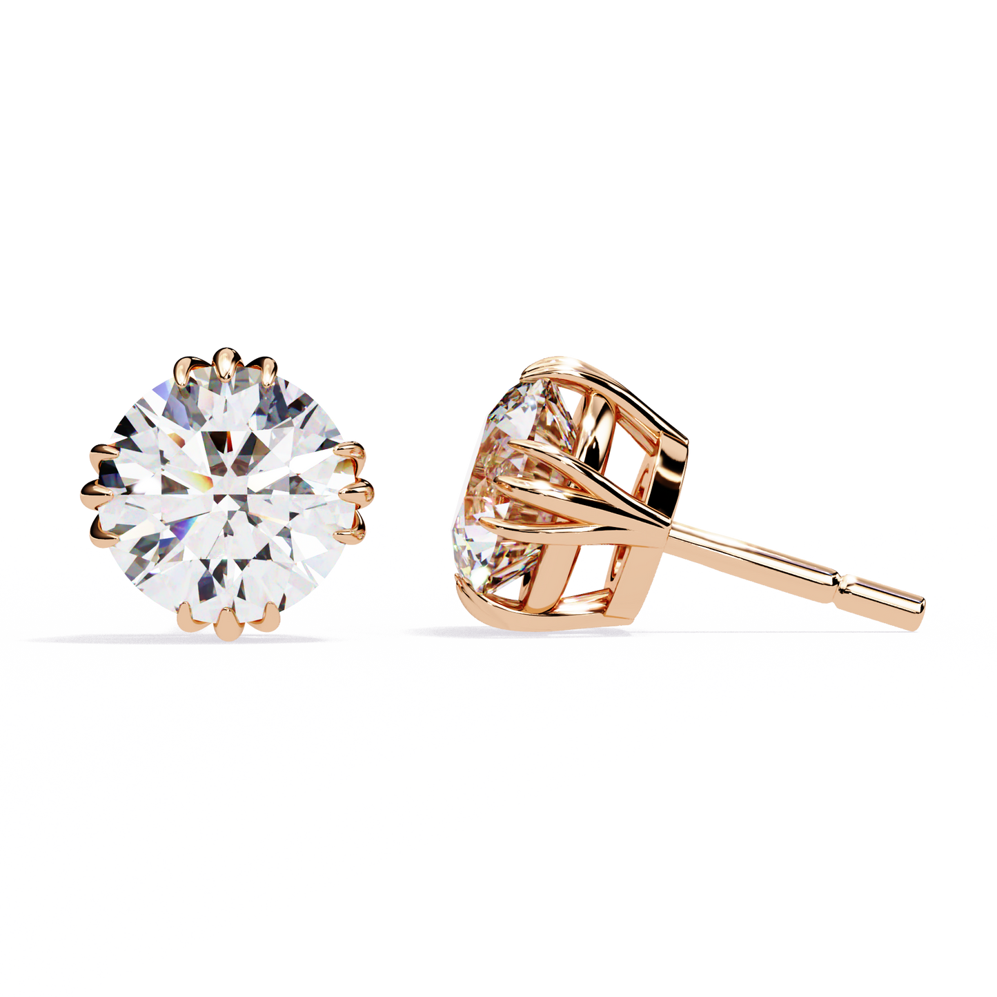 10K Rose Gold Lab Grown Diamond Solitaire Stud Earrings 2.80 ctw DAE-123
