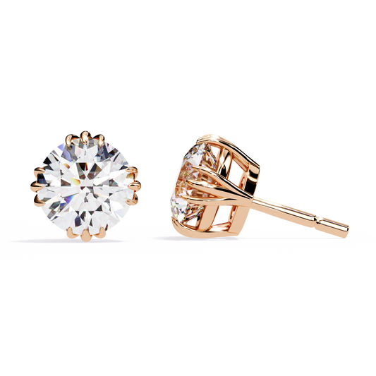 10K Rose Gold Lab Grown Diamond Solitaire Stud Earrings 2.80 ctw DAE-123