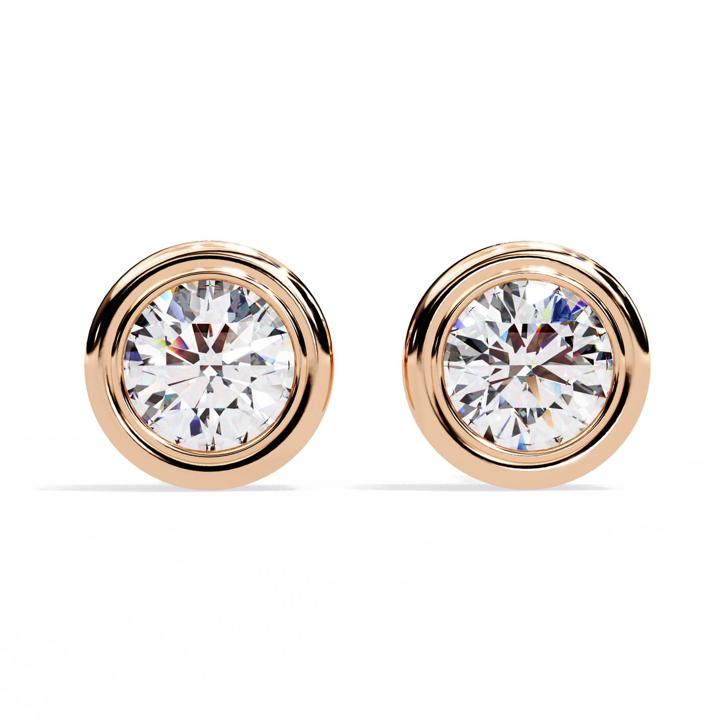 10K Rose Gold Lab Grown Diamond Solitaire Stud Earrings 2.50 ctw DAE-134