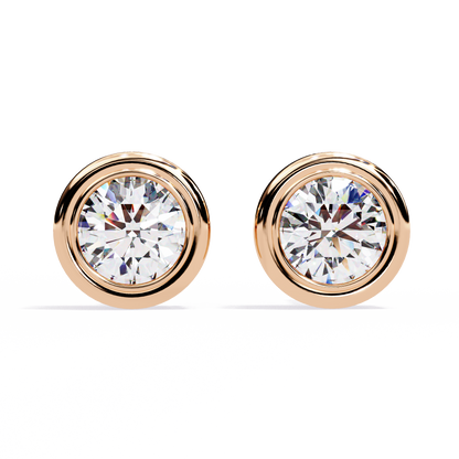 10K Rose Gold Lab Grown Diamond Solitaire Stud Earrings 2.50 ctw DAE-134