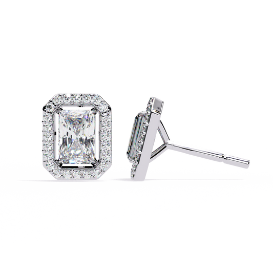 18K White Gold Lab Grown Diamond Halo Earrings 1.92 ctw DAE-148