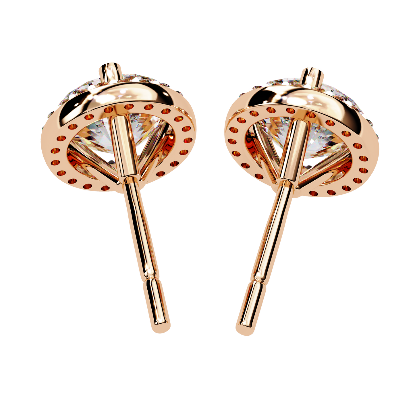 10K Rose Gold Lab Grown Diamond Halo Earrings 1.95 ctw DAE-141