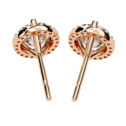 10K Rose Gold Lab Grown Diamond Halo Earrings 1.95 ctw DAE-141
