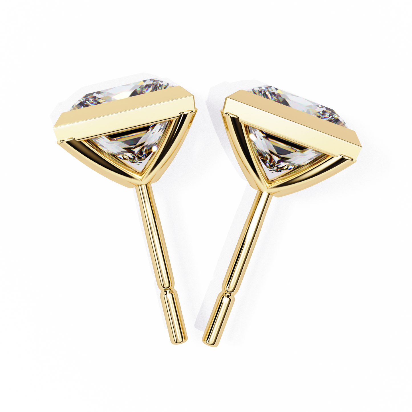 18K Yellow Gold Lab Grown Diamond Solitaire Stud Earrings 1.75 ctw DAE-127