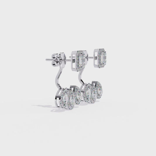 18K White Gold Lab Grown Diamond Halo Earrings 3.60 ctw DAE-168