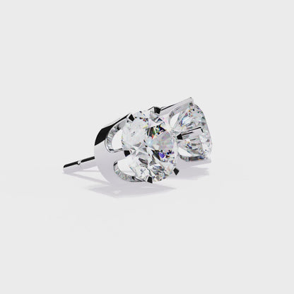 18K White Gold Lab Grown Diamond Solitaire Stud Earrings 2.50 ctw DAE-129