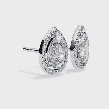 10K White Gold Lab Grown Diamond Halo Earrings 1.62 ctw DAE-144