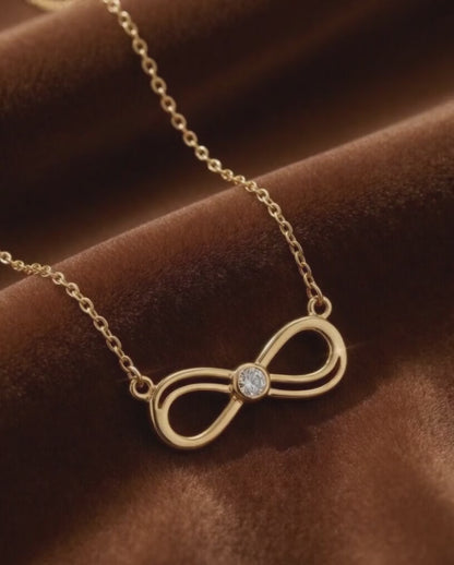 Infinity Love Diamond Pendant 18K Yellow Gold